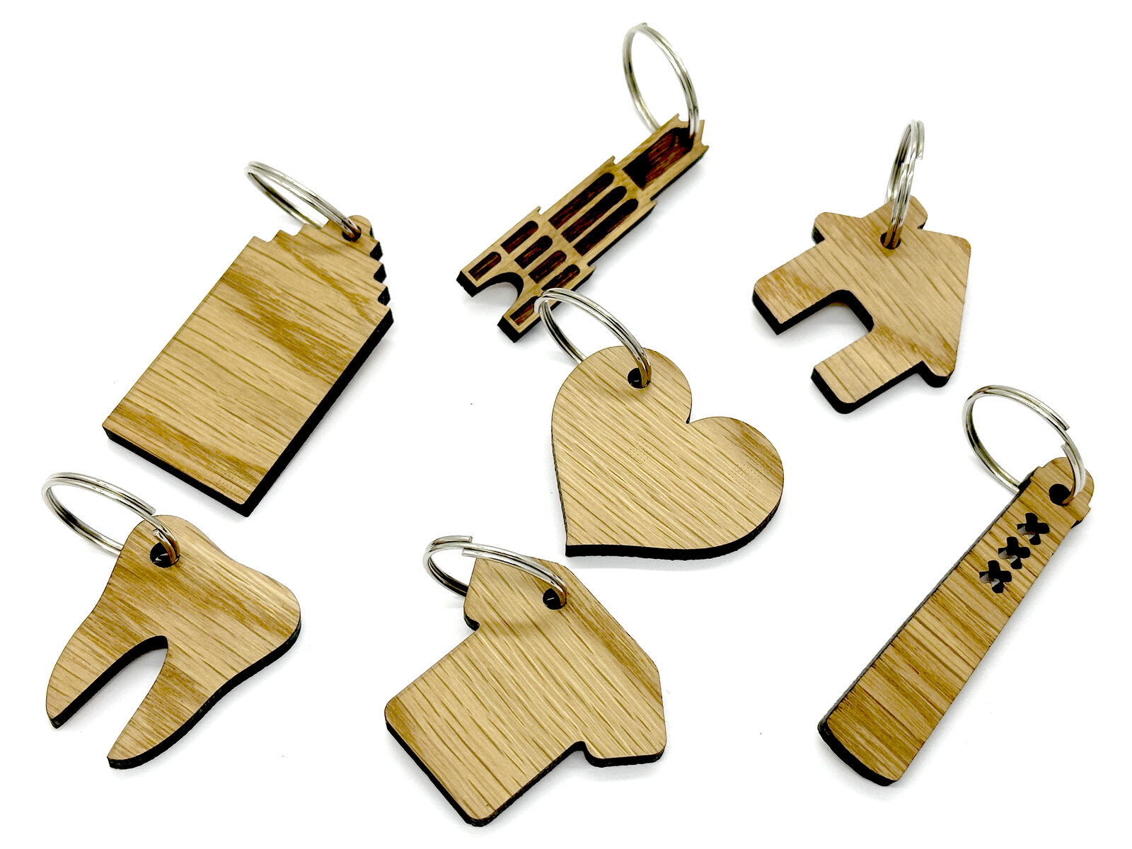 Houten sleutelhangers met gravering