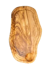 Plank met sapgeul ovaal olijfhout ca. 35x15 cm – productfoto